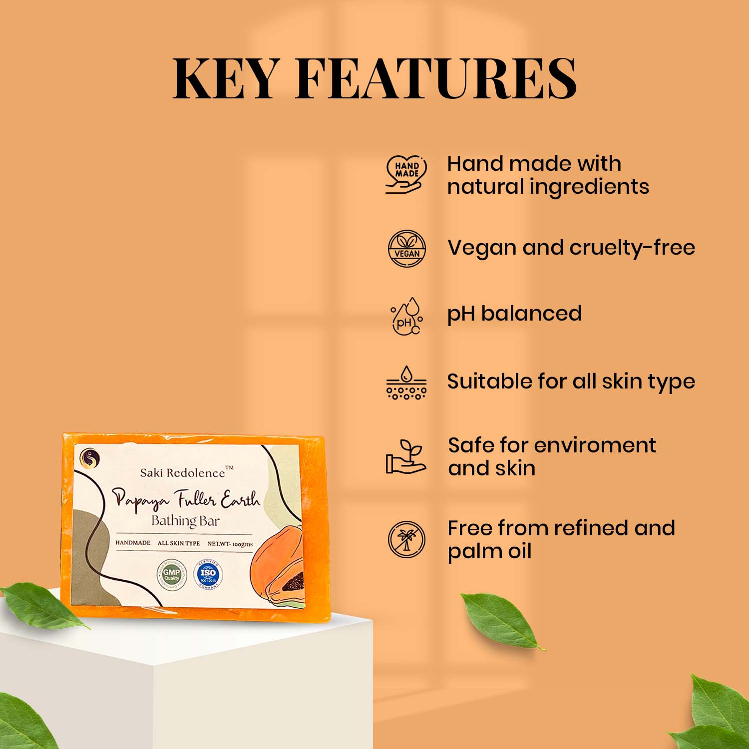 Papaya & Fuller’s Earth Soap | Brightening & Deep Cleansing (100gm)