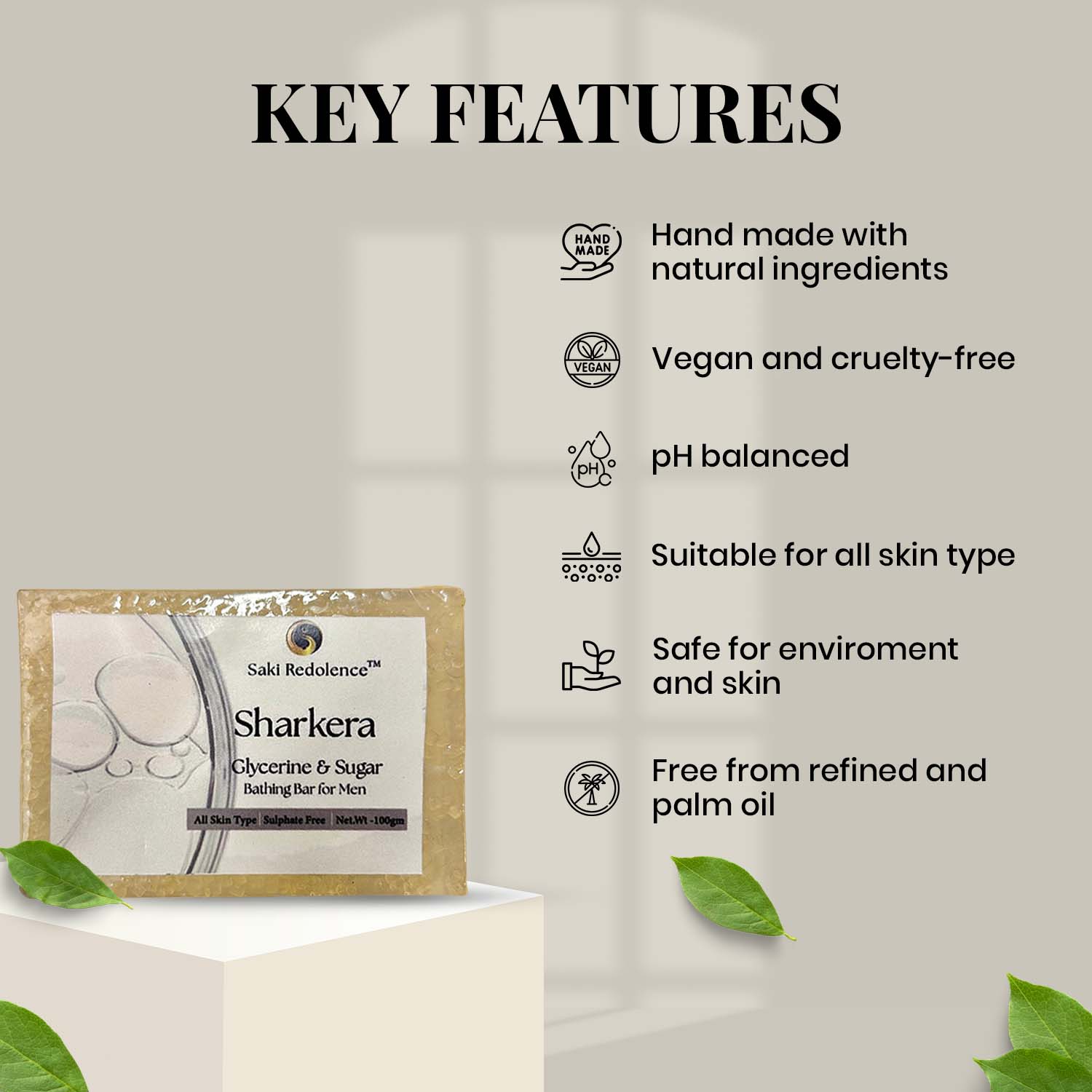 Sharkera Glycerine & Sugar Soap – Moisturizing Glycerine & Sugar Soap for Soft Skin (100gm)