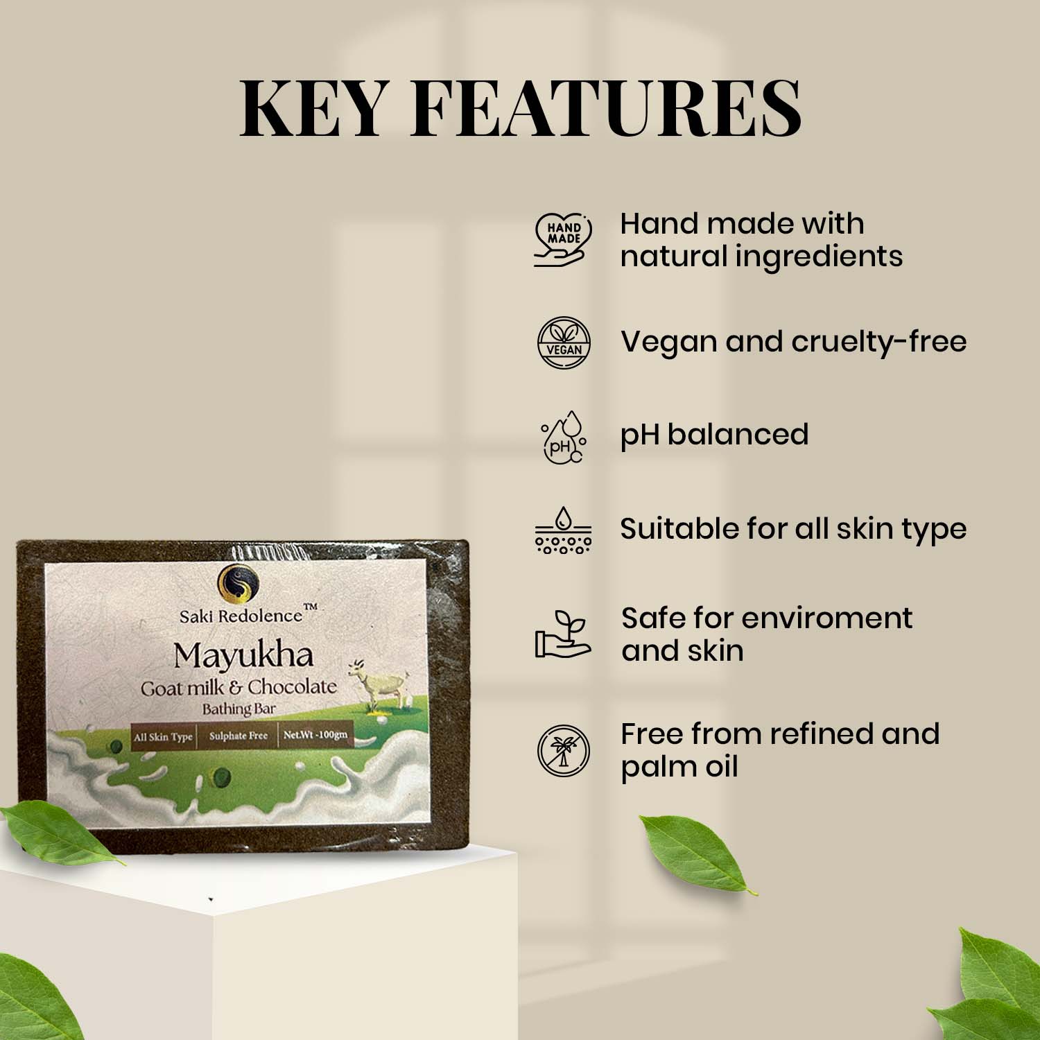 Mayukha Goat Milk & Chocolate Soap – Deep Moisturizing Soap with Goat Milk & Chocolate (100gm)